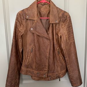 Faux Brown Fitted Leather Jacket